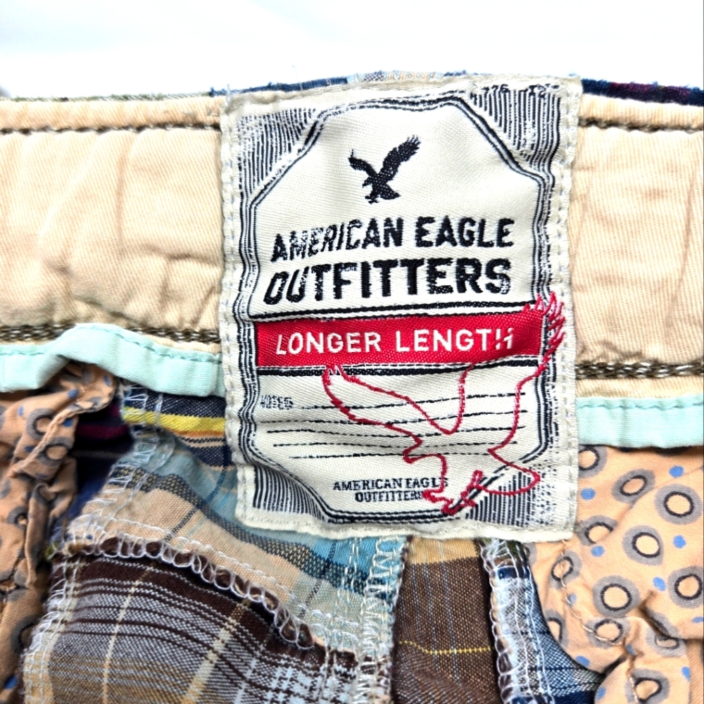 American Eagle Patchwork Cargo Shorts Size 34 Mul… - image 6